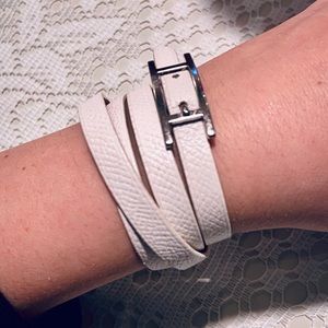 Hermès white leather wrap H bracelet 100% auth!